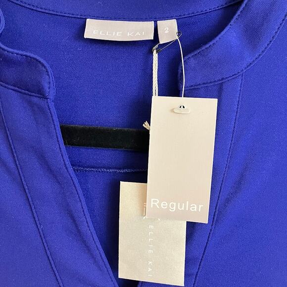 Ellie Kai Holly Stretch 3/4 Sleeved Priscilla Dress Royal Blue Size 2 NWT - Picture 2 of 11